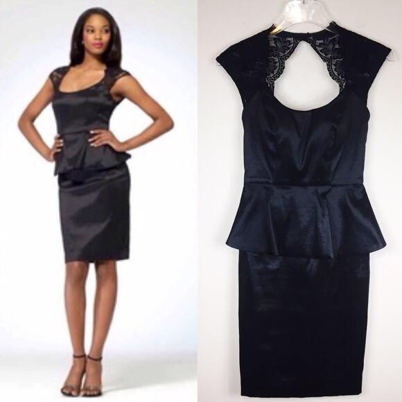 Cache | Lace Shoulder Peplum Dress Sz 0 - Picture 8 of 8